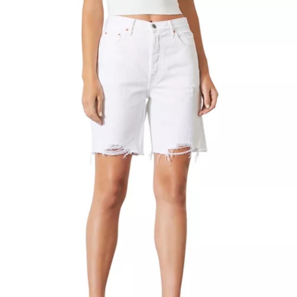 GRLFRND Marjan Ripped Denim Bermuda Shorts in Get You‎ The Moon Distressed Sz 23